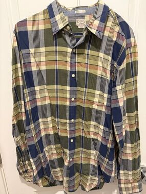 J. Crew Plaid Button-Down Shirt in Blue, Olive & Cream